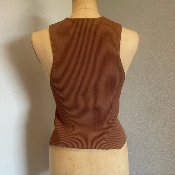 Sophie Rue- NWT Size M Brown Ribbed Tank - Picture 4 of 5